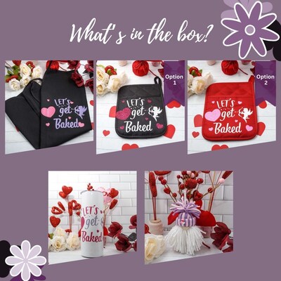 Let's Get Baked Valentine's Themed Apron, Oven Mitt and 20 oz Skinny Tumbler gift set | Valentine's Gift Sets - image2